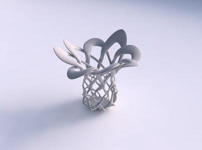Bowl cylindrical with interlacing lattice streched and wavy top