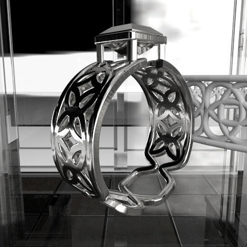 Square Gem Enneper Curve Ring