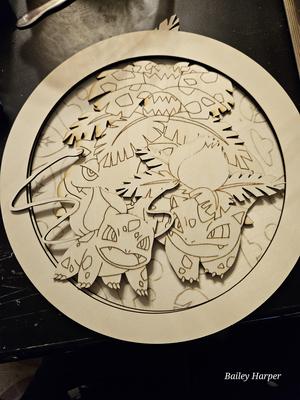 Laser Cutting Bulbasaur Evolution Plaque