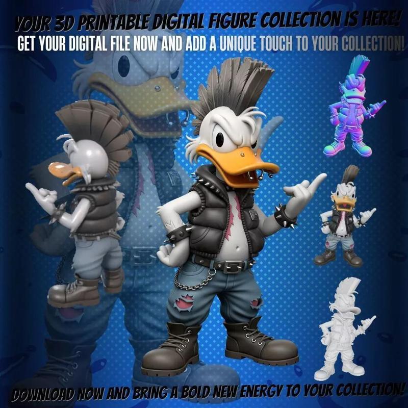 Punk Donald Duck Figurine  3D Printable Collectible Model