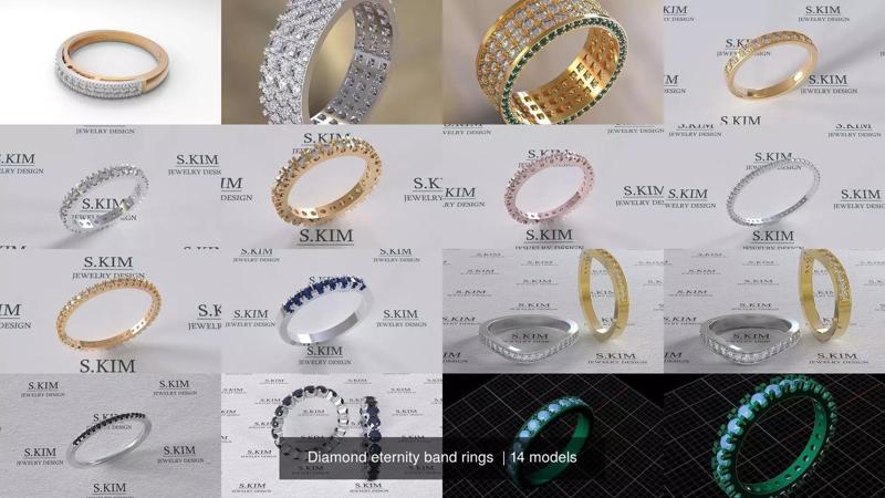 Diamond eternity band rings  3D Model Collection