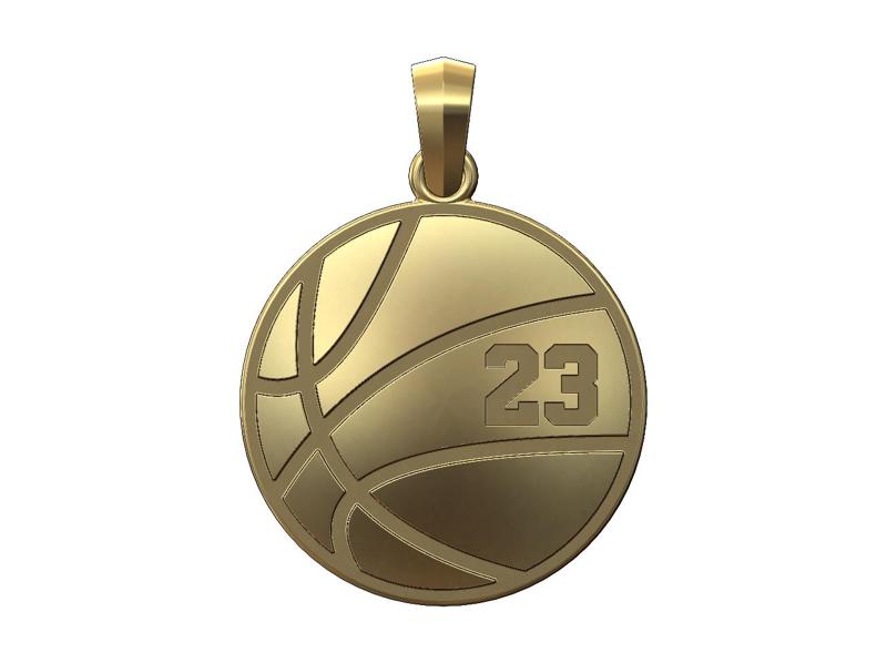 Basketball 23 engraving pendant with bail 3D print model