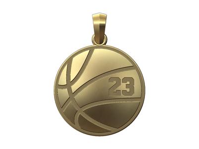 Basketball 23 engraving pendant with bail 3D print model