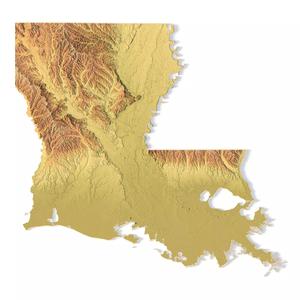 Louisiana Topographic Map STL Model