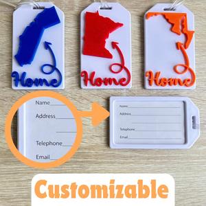 Custom State Luggage Tag, ⚠️CUSTOMIZABLE WITH THE LINK IN THE DESCRIPTION
