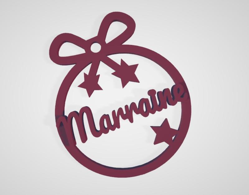 2 x Godmother, personalized Christmas tree ball