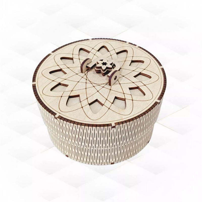 Gift jewelry box round design laser cutting template