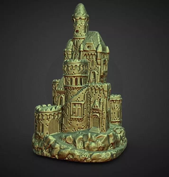 christmas village lighted castle with led wrap around pole