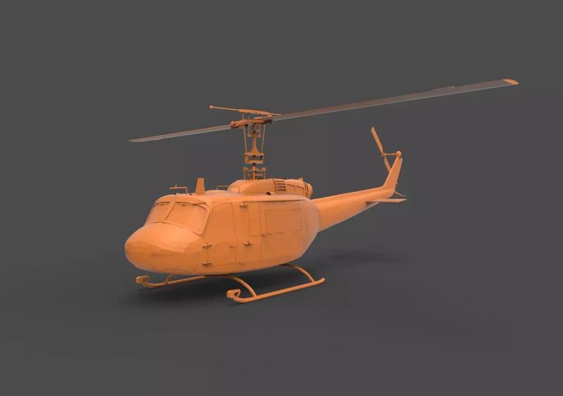 UH-1H orange helicopter