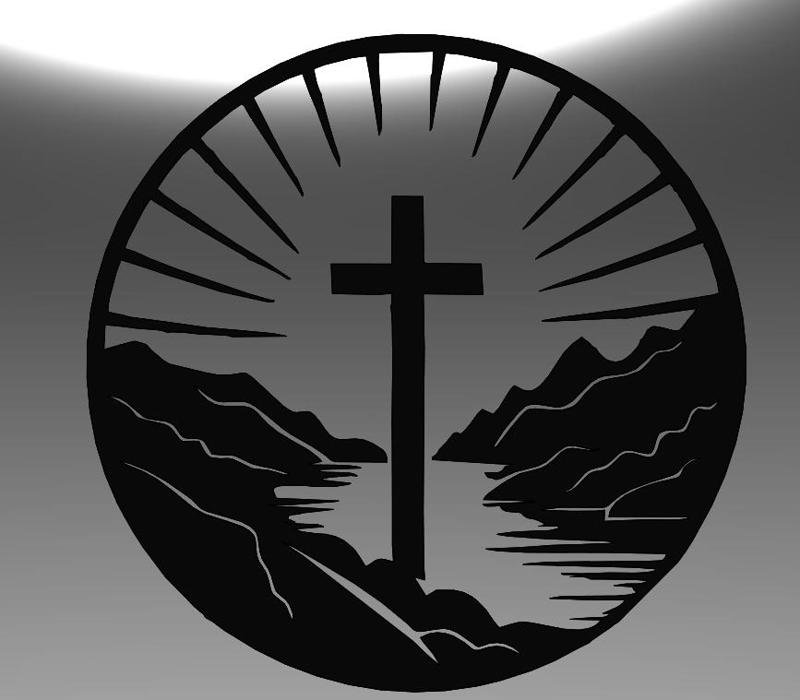 Cross with Sea and Landscape | Line Art Wall Art