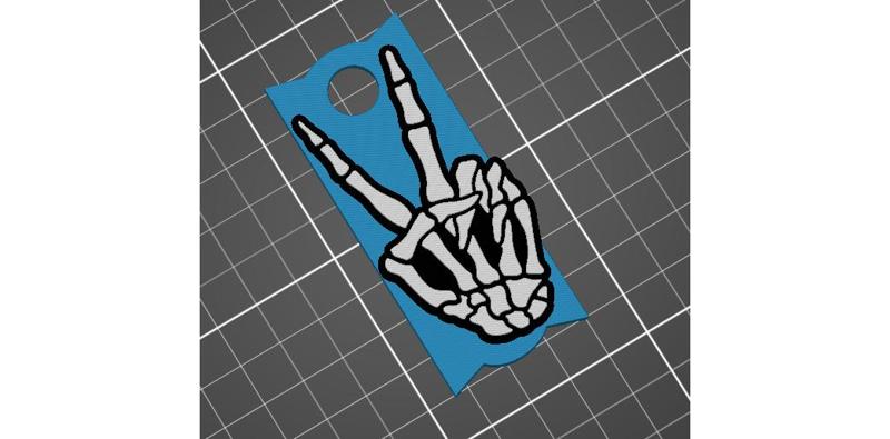 Skeleton Hand Peace Sign Plate Tag Lid Topper Large Straw Accessory STL 3D Printing File / 40 oz Tumbler / Multi Layered Multi Color Print