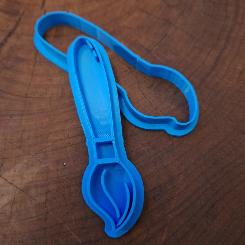 Paintbrush Cookie Cutter STL – Artistic Biscuit Cutter with Brush Stamp