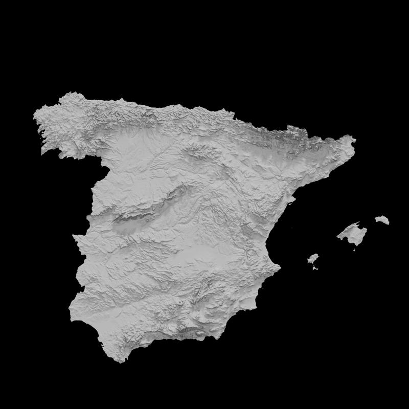 Topographic Map of Spain – 3D Terrain