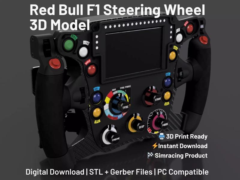 Red Bull F1 Steering Wheel 3D Model - 3D Print for Sim Racing