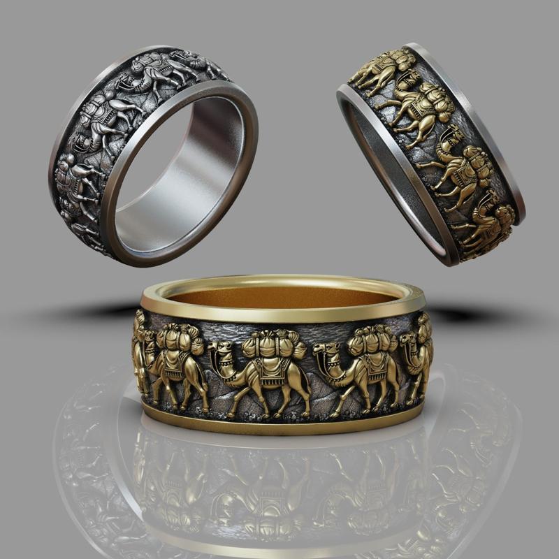 Camel Train Desert Caravan band ring