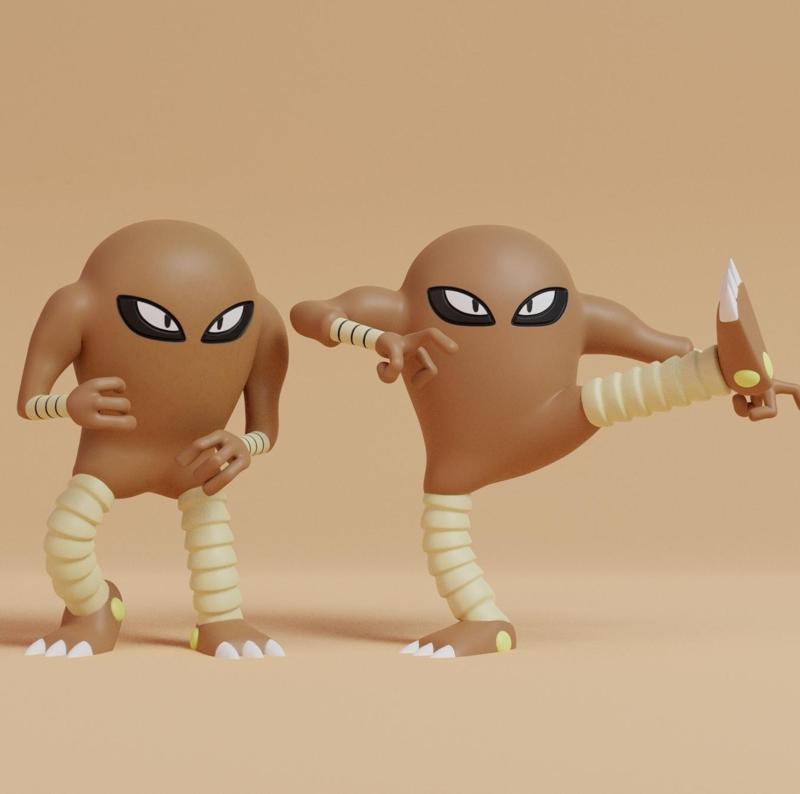 Pokemon - Hitmonlee with 2 poses