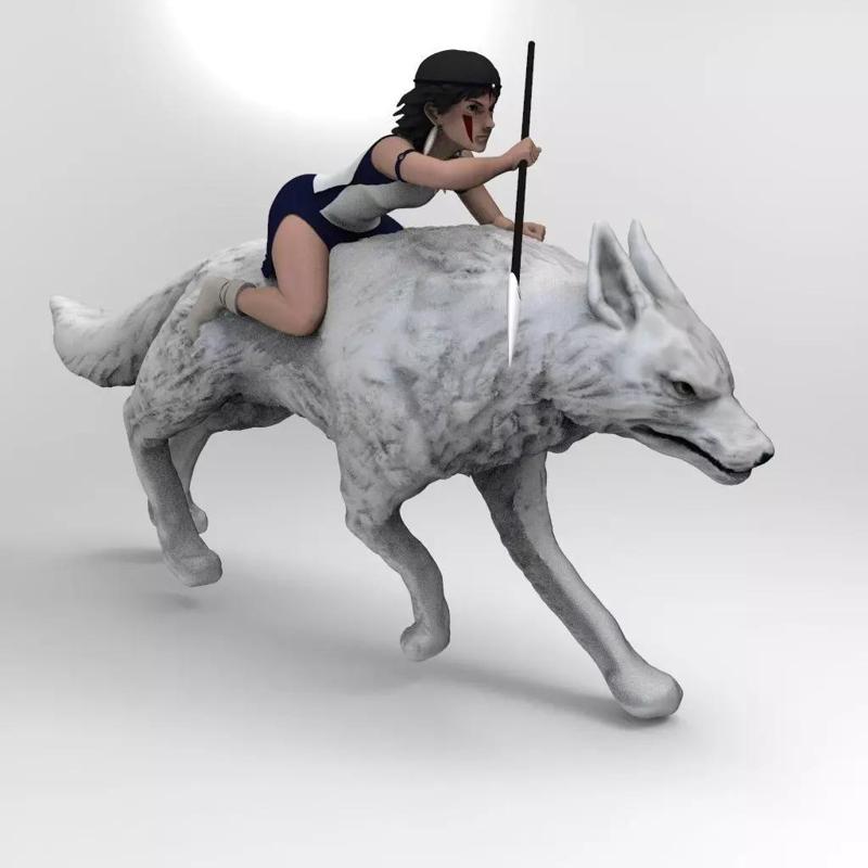 Girl and wolf --Princess Mononoke 3D model