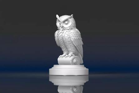 Wise Owl on Scroll High Detail Owl Statue 3D Print