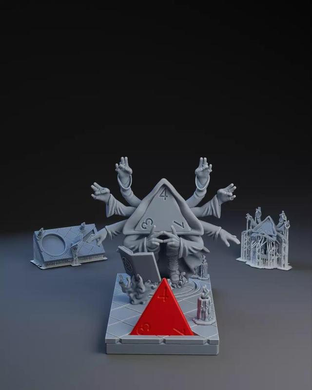 Dice Keepers - D4 Sorcerer miniature and polyhedral dice stand