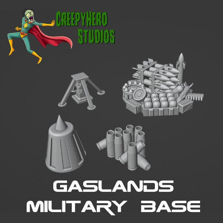 Gaslands 1:64 Scale Military Base Obstacles Set STL | Post-Apocalyptic Terrain Kit for Tabletop Wargames