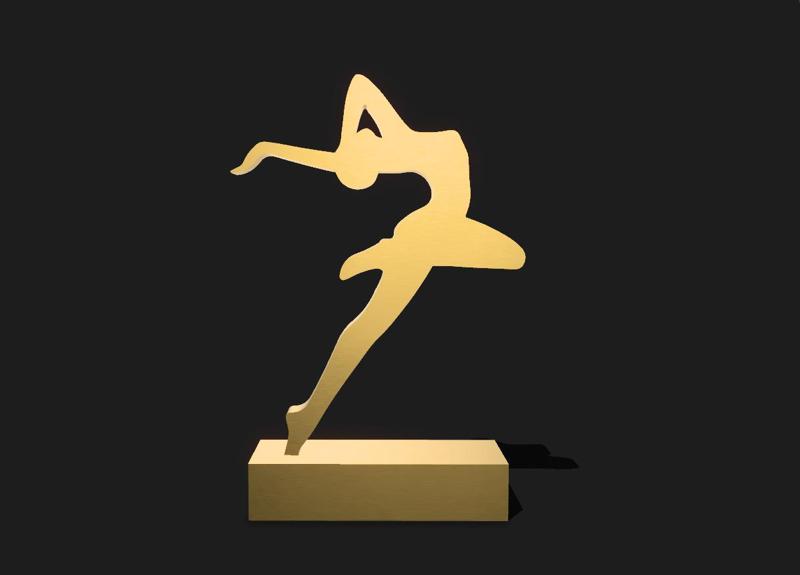 Abstract Sculpture of a Gymnast, Ballerina Dancer in Elegant Motion, Modern Artistic Dance Award