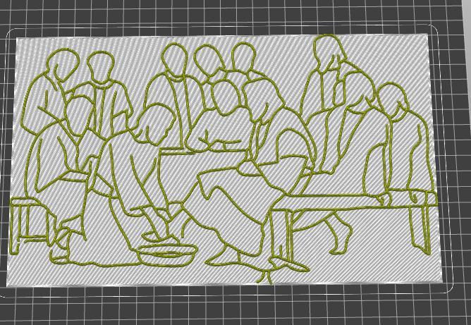 Lithophany, Jesus washes feet