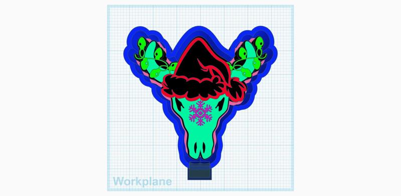 Aztec bull with Christmas lights