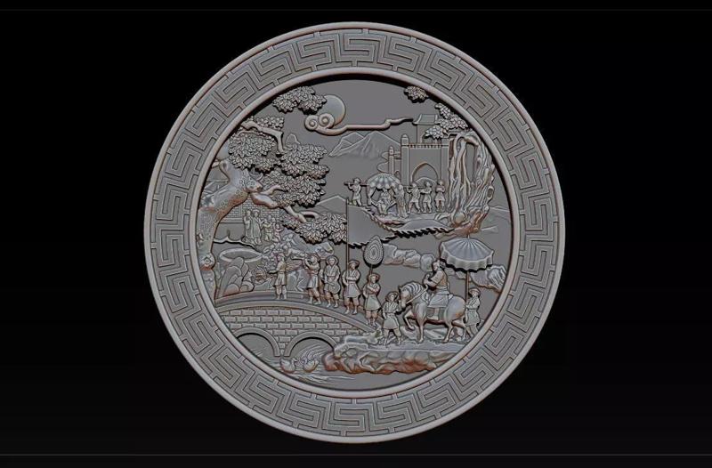 Mural landscape wood carving file stl OBJ and ZTL for CNC