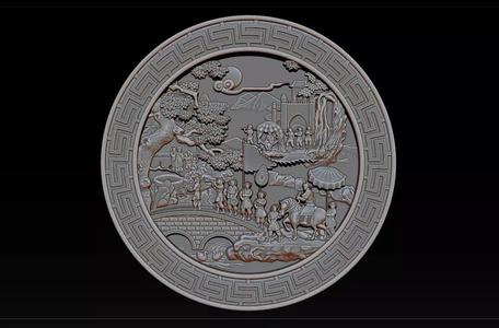 Mural landscape wood carving file stl OBJ and ZTL for CNC