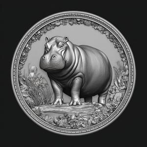 Hippo Medallion Sculpture Relief