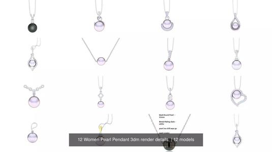 12 Women Pearl Pendant 3dm render details  3D Model Collection