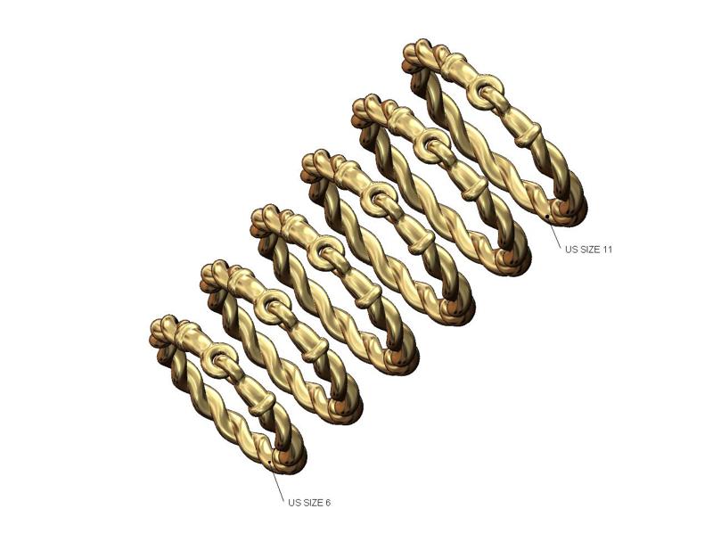 Braided wire One link eternity hoop wire ring US sizes 6to11