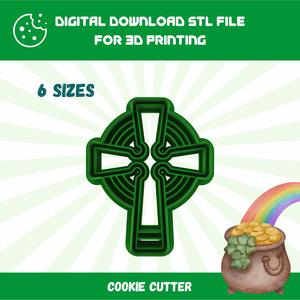 CUTTY CLAY STL Celtic Cross Imprint Cookie Cutter in 6 Sizes for St. Patrick’s Day, Good Quality Stl File To Download for 3D Printing