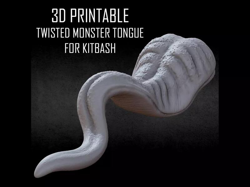3D PRINTABLE MONSTER TONGUE FOR KITBASH - TWISTED