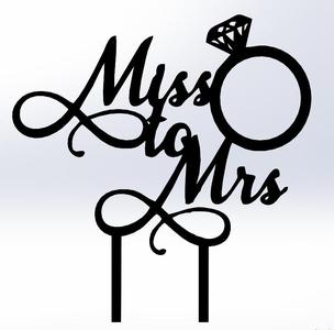 Miss & Mrs Cake Topper with Diamond Ring – 3D Printable Wedding Decoration