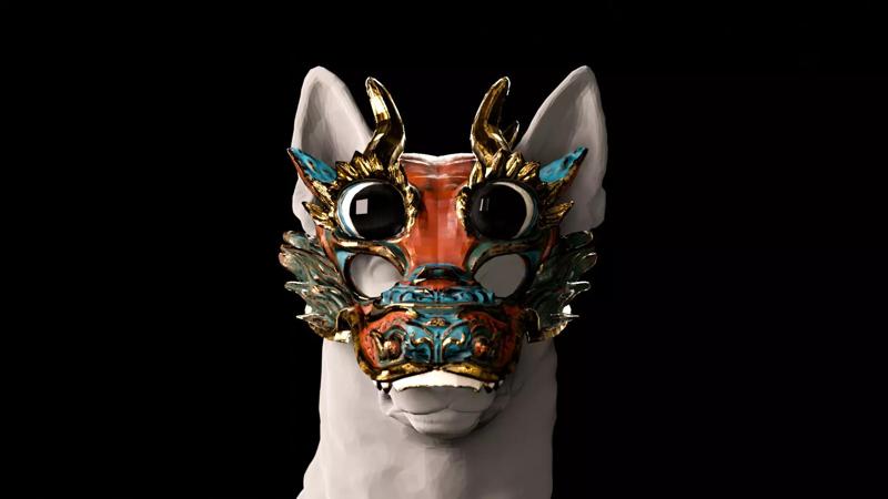 Original Design Chinese Dragon Dance Dog Mask