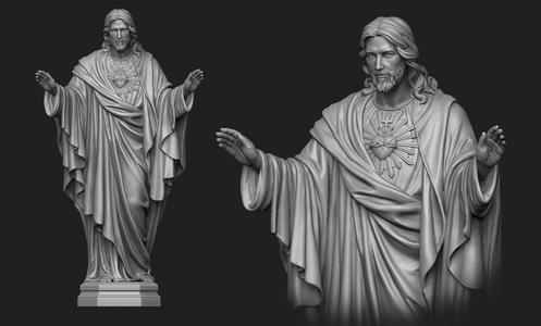 Jesus with a Sacred Heart Statue
