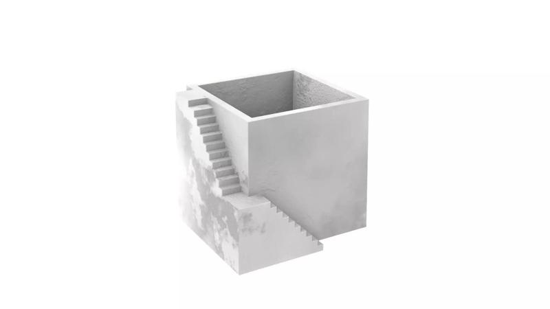 Molded flowerpot with miniature staircase