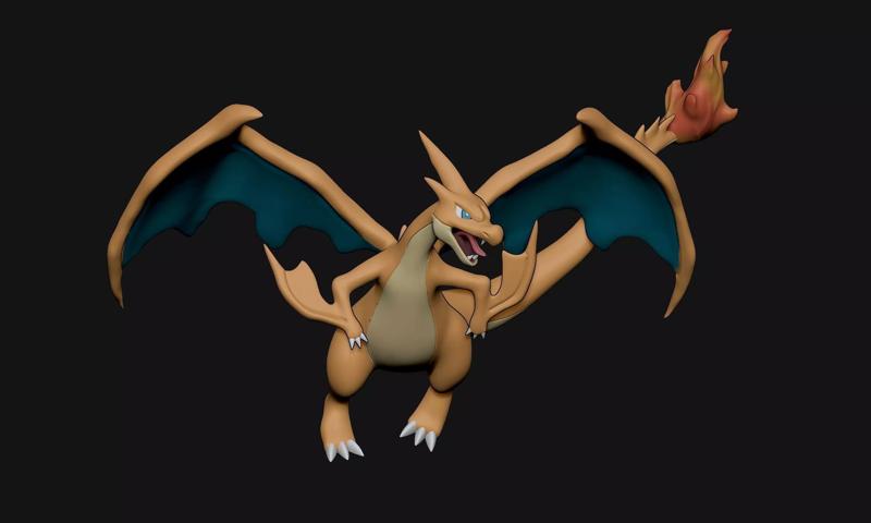 Pokemon - Mega Charizard Y with cuts and as a whole