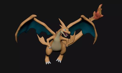Pokemon - Mega Charizard Y with cuts and as a whole