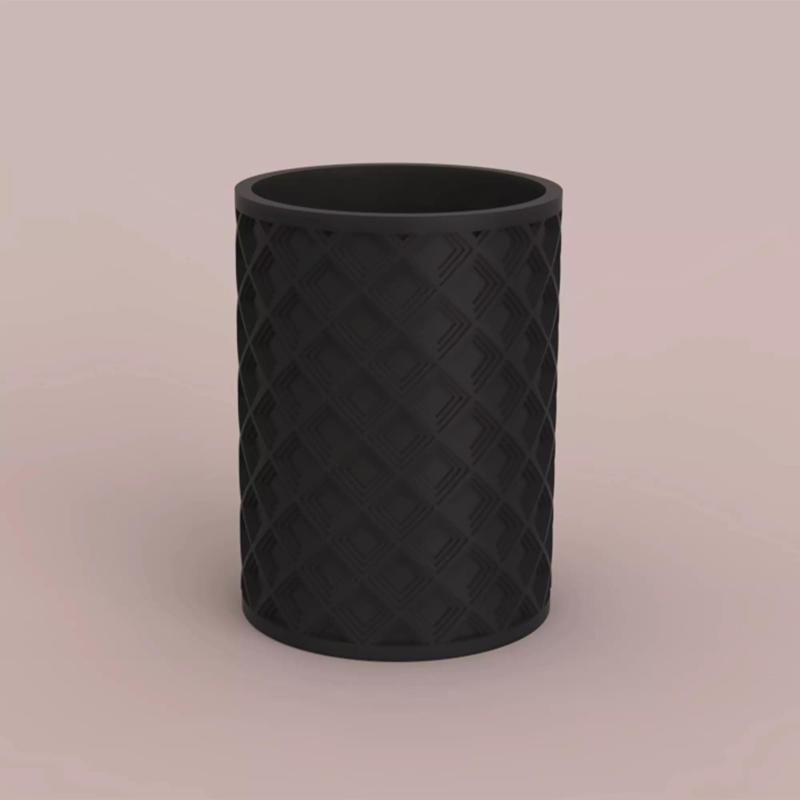 SQUARE EMBOSSED CIRCULAR PEN HOLDER - 3D PRINTED DESK ACCESSORY