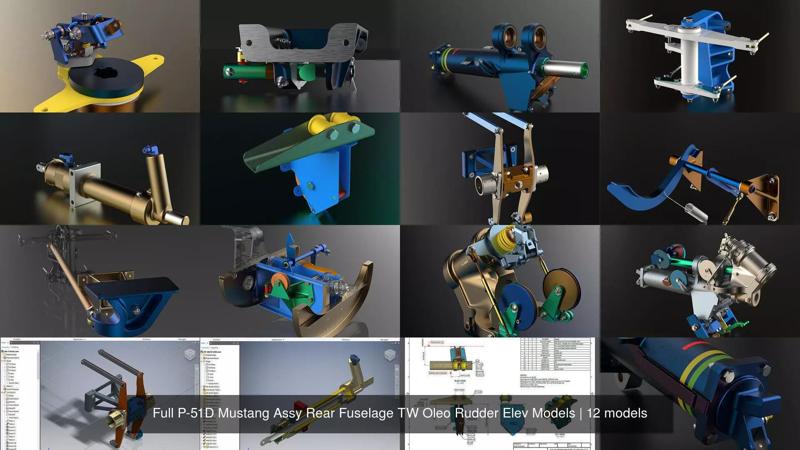 Full P-51D Mustang Assy Rear Fuselage TW Oleo Rudder Elev Models 3D Model Collection