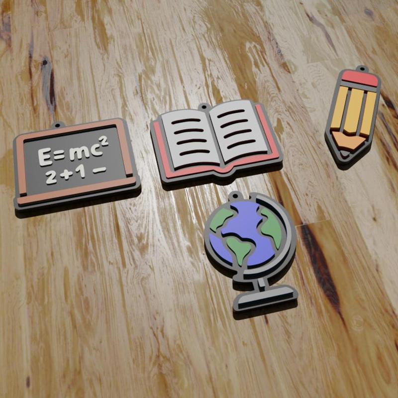 PACK 4 LLAVEROS / IMÁNES / KEYCHAIN / MAGNETS / MAGNETS PROFESSIONS: TEACHER (STL AND 3MF)