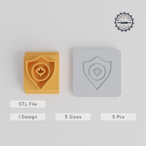 Shield Stamp Tile Set, 5 Sizes for Clay, Cookies & Fondant, Guardian & Protector Motif, Perfect for Soft Materials