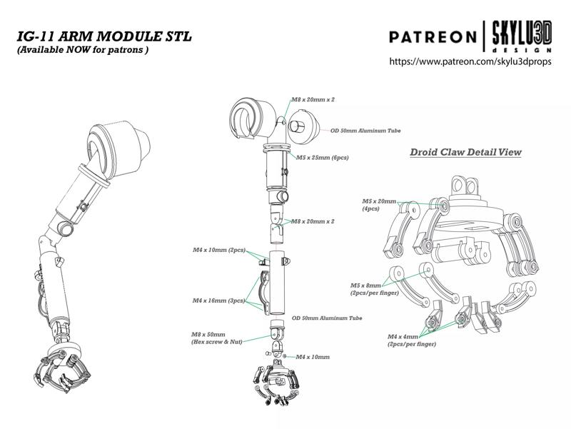 IG-11 Life Size Droid Arm 3D print ready STL - The Mandalorian