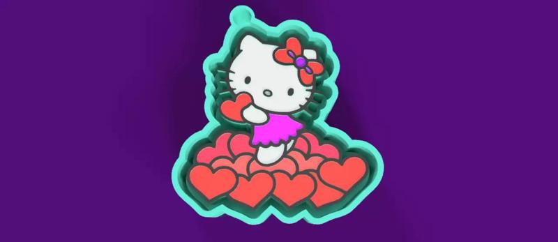 Hello Kitty with Hearts  Versatile Mold for Silicone Casting