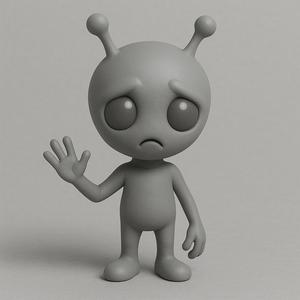 Cute Cartoon Alien Figurine STL | 3D Printable Toy Model | Adorable Extraterrestrial Decoration
