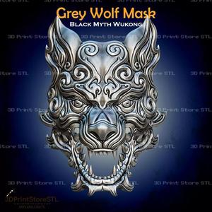 Grey Wolf Mask Cosplay Black Myth Wukong - STL File