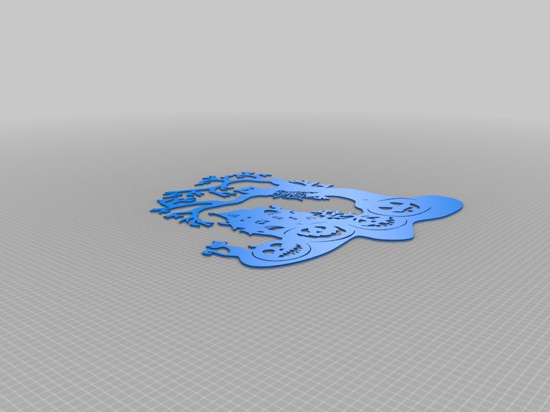 Spooky Tree, House, Pumpkins