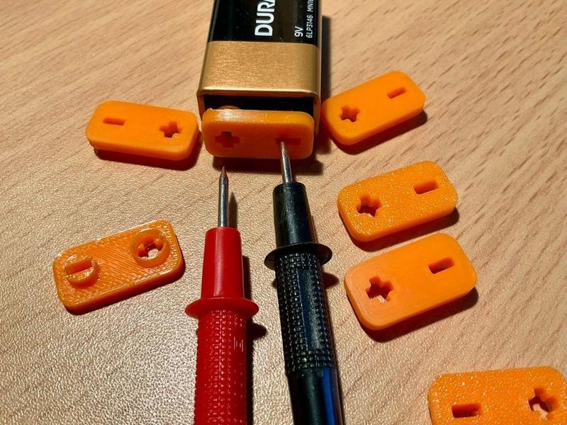 9V Battery Cap with Test Lead Holes